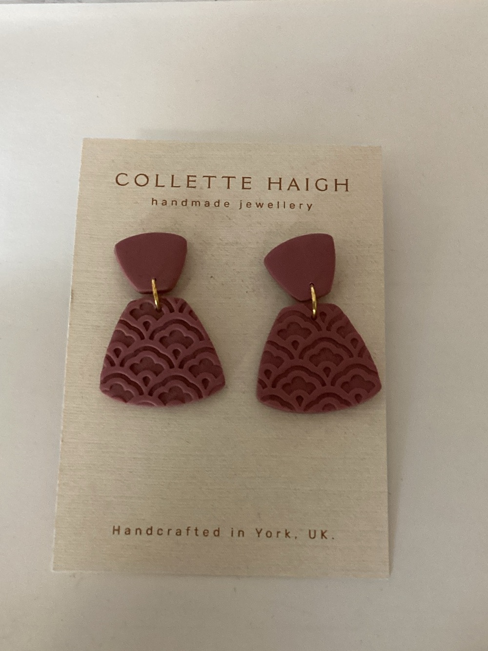 Collette Haigh Mauve Patterned Dangle‎ Earrings